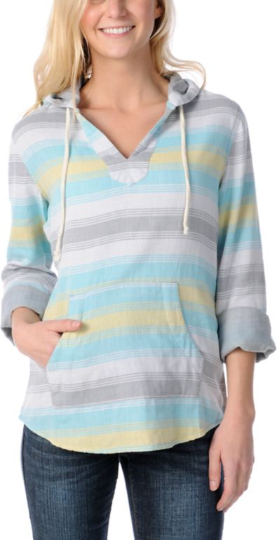 Empyre Girl Alta Blue Striped Poncho