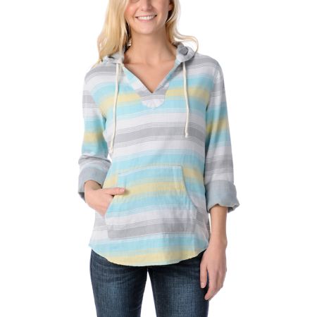 Empyre Girls Alta Blue Striped Poncho