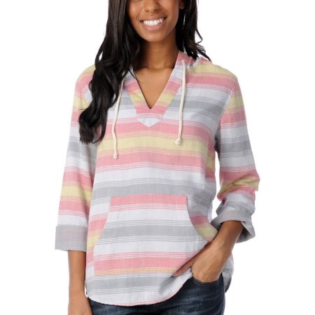 Empyre Girl Alta Peach Striped Poncho