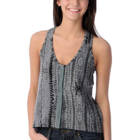 Stussy Girls Badlands Grey Snap Tank Top