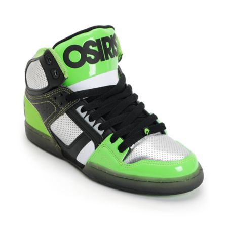 Osiris NYC 83 Black, Gunmetal & Lime High Top Skate Shoe