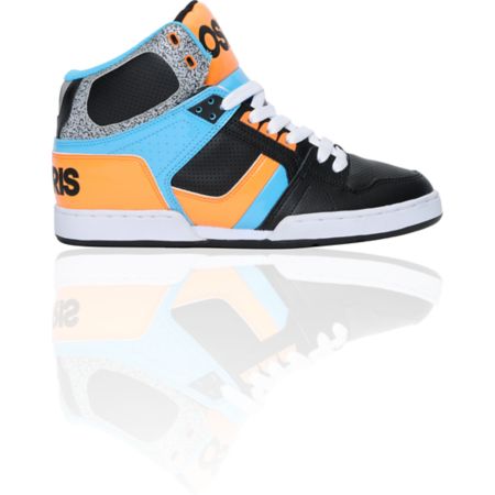 Osiris NYC 83 Black, Orange, & Cyan Guys High Top Skate Shoe