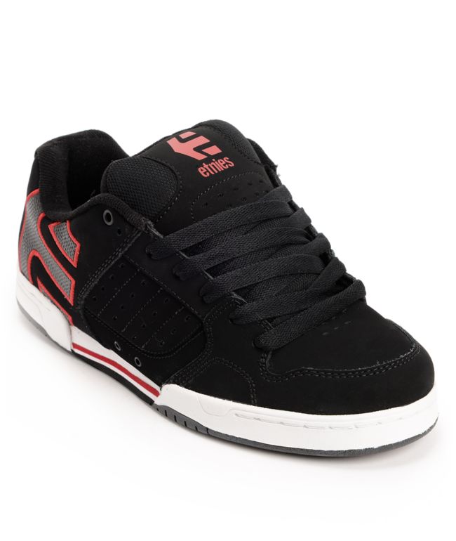 Etnies Piston Black, Red, & White Skate Shoe