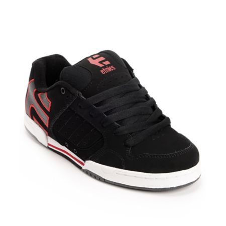 Etnies Piston Black, Red, & White Skate Shoe