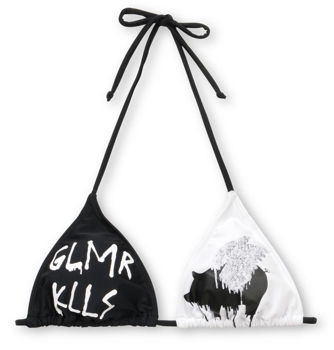 Glamour Kills Glam Logo Black & White Triangle Bikini Top