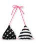 Glamour Kills Striped Pig Black & White Triangle Bikini Top