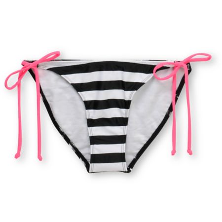 Glamour Kills Striped Glam Black & White Side Tie Bikini Bottom