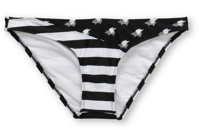 Glamour Kills Striped Glam Black & White Cinch Bikini Bottom