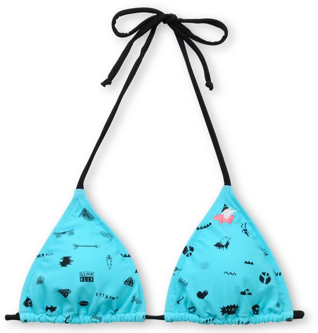 Glamour Kills Ditzy Turquoise Triangle Bikini Top