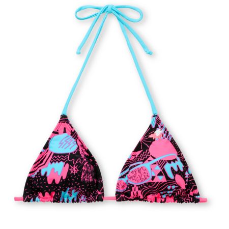 Glamour Kills 80s Glam Turquoise & Pink Triangle Bikini Top