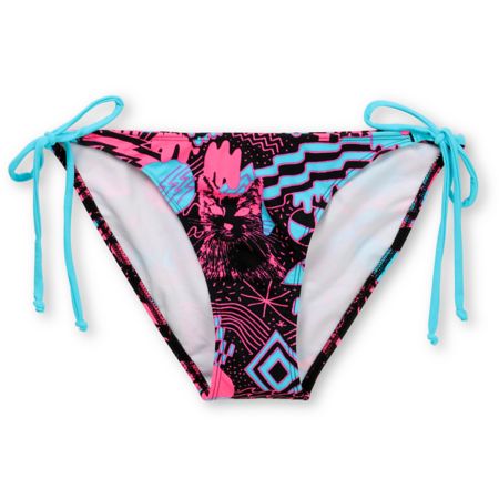 Glamour Kills 80s Glam Turquoise & Pink Side Tie Bikini Bottom