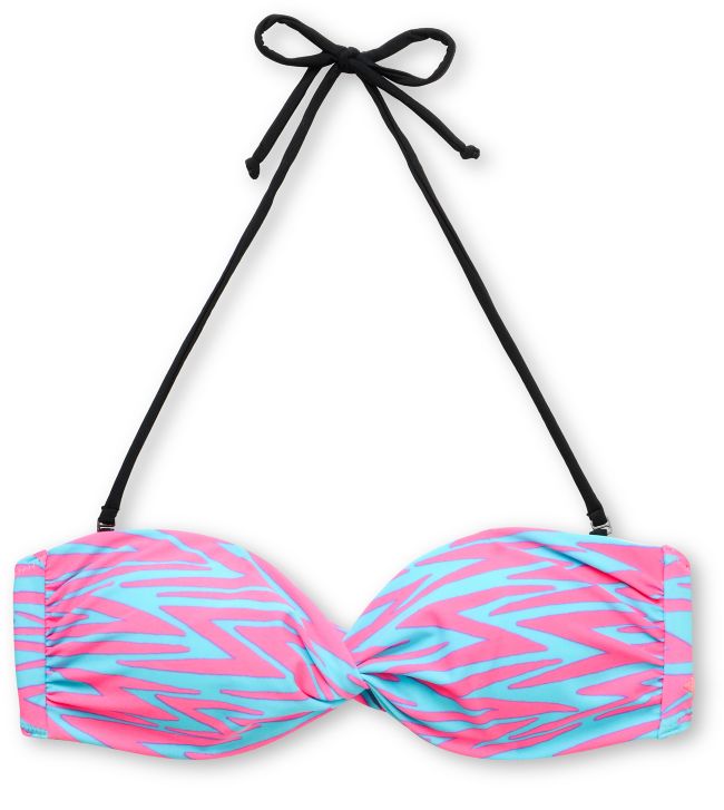 Glamour Kills Turquoise & Pink Zigzag Bandeau Bikini Top