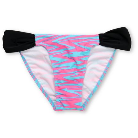 Glamour Kills Turquoise & Pink Zigzag Ruched Bikini Bottom