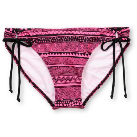 Glamour Kills Pink Tribal Tunnel Side Bikini Bottom
