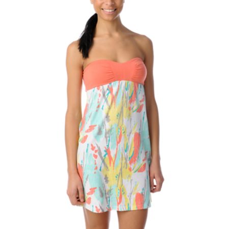 Empyre Girls Naomi Peach Splatter Print Tube Dress