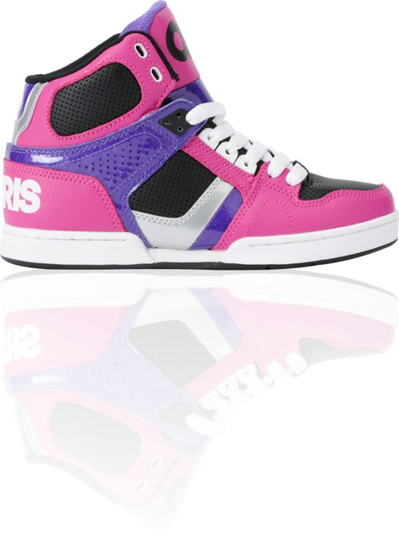 Osiris Girls NYC 83 Slim Black, Fuchsia & Silver Shoe