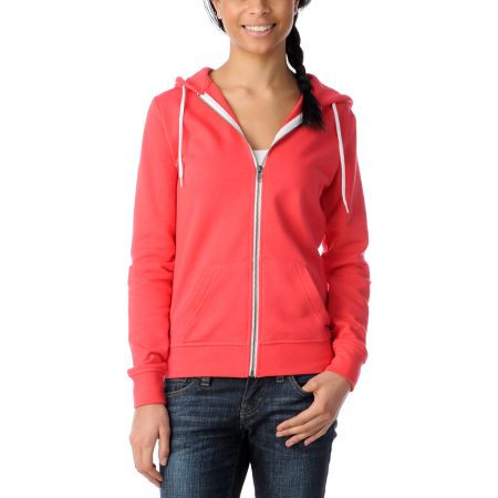 Zine Girls Solid Teaberry Pink Zip Up Hoodie