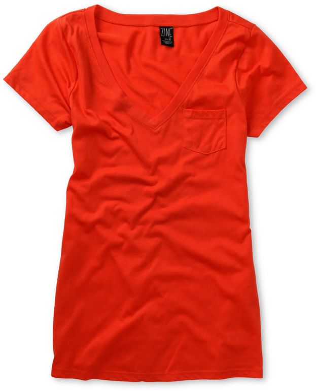Zine Girls Fire Red V-Neck Tee Shirt