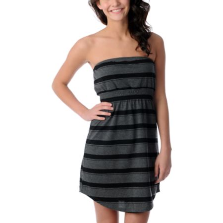 Zine Charcoal & Black Stripe Tube Dress