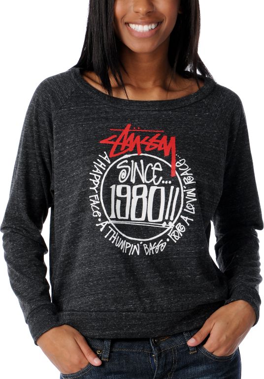 Stussy Girl Since 1980 Black & Charcoal Pullover Top