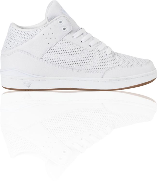 Diamond Supply Co Marquis White Perforated Leather Skate Shoes