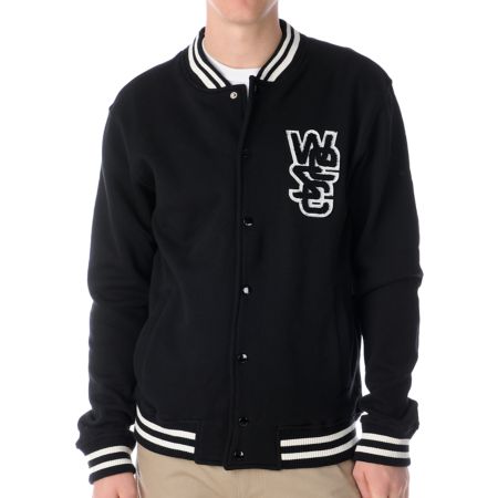 WeSC Warren Black Fleece Varsity Jacket