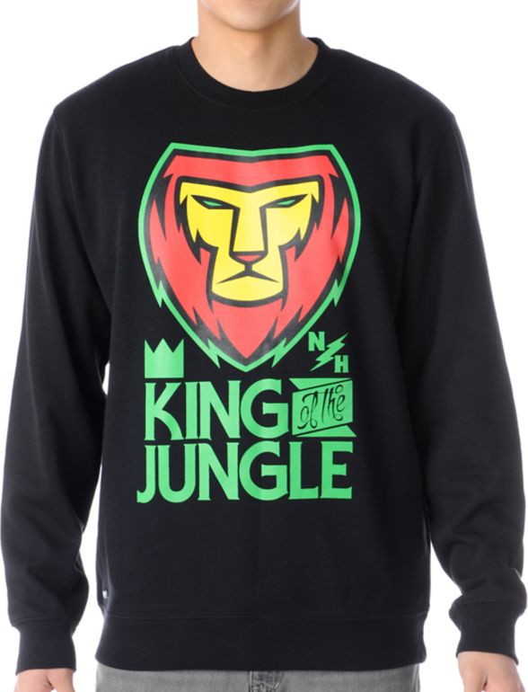 Neff King Crew Black & Rasta Crew Neck Sweatshirt