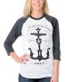 Obey Girls Till The Bitter End Charcoal Baseball Tee Shirt