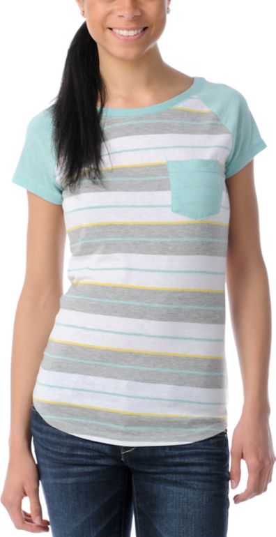Empyre Green Stripe Petra Cap Sleeve Tee Shirt