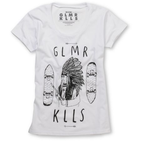 Glamour Kills Indian Summer White Scoop Neck Tee Shirt