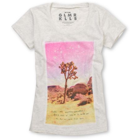Glamour Kills Wandering Guild Light Grey Scoop Neck Tee Shirt