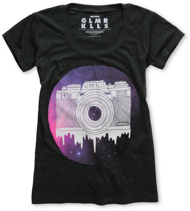 Glamour Kills Camera Shy Charcoal Grey Tee Shirt