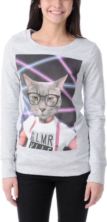 Glamour Kills Picture Day Heather Grey Crew Neck Sweatshirt