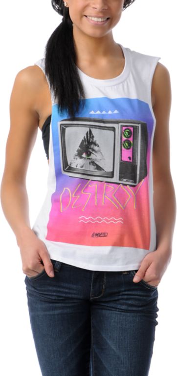 Glamour Kills Destroy Your TV Cut Off Tank Top