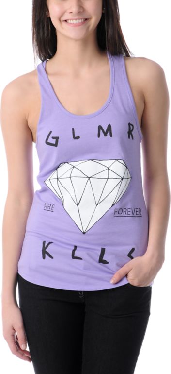 Glamour Kills Are Forever Light Purple Racerback Tank Top