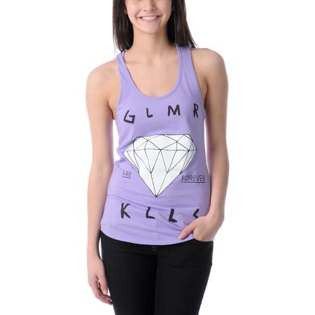 Glamour Kills Are Forever Light Purple Racerback Tank Top
