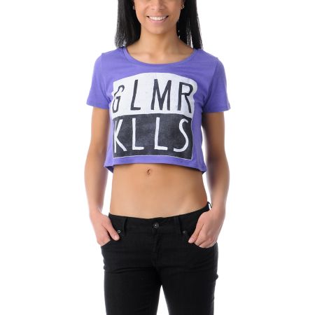 Glamour Kills Oh Inverted Heather Purple Crop Tee Shirt