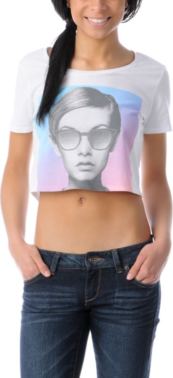 Glamour Kills Idol Worship White Crop Tee Shirt