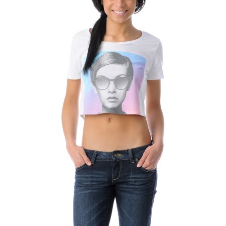 Glamour Kills Idol Worship White Crop Tee Shirt