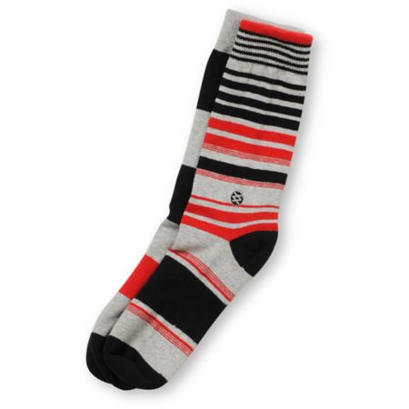 Stance New Castle Black, Red, & Grey Striped Crew Socks