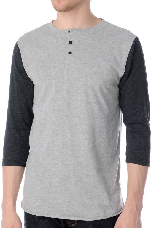 Dravus Turf Grey & Charcoal Henley Baseball Tee Shirt
