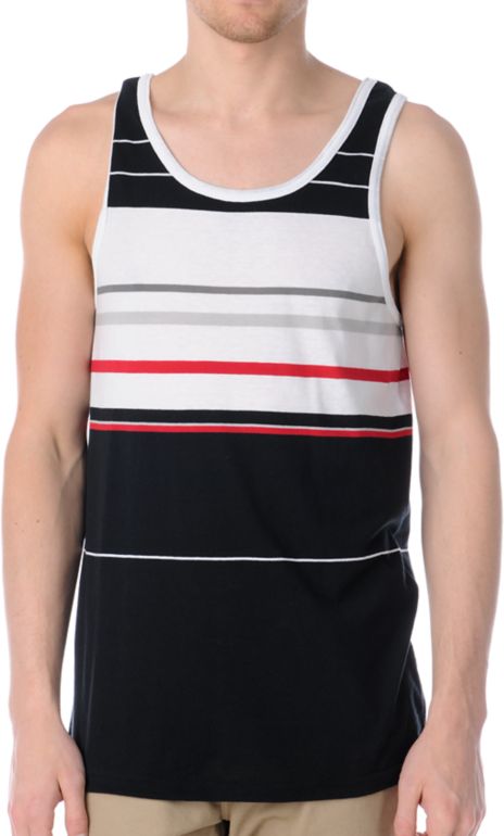 Empyre Raised Striped Black & Red Tank Top