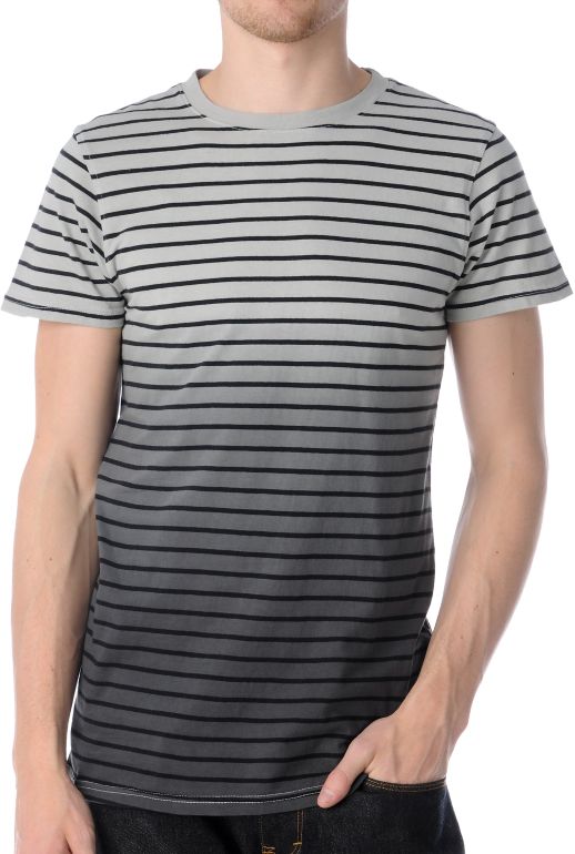 Empyre Wash Out Striped Charcoal Dip Dye Tee Shirt