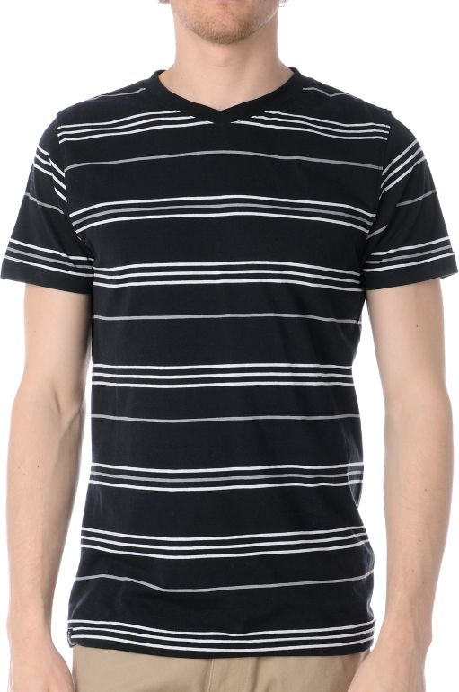 Empyre Wigwam Black Striped V-Neck Tee Shirt