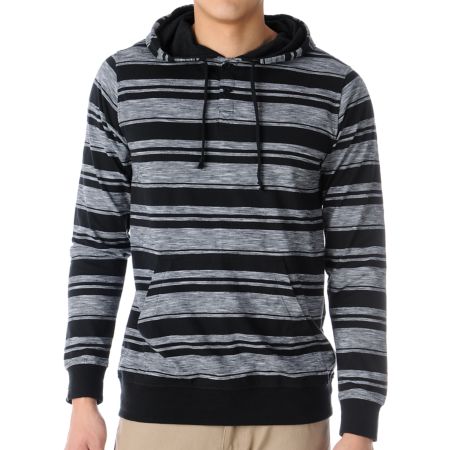 Empyre Nether Grey Stripe Knit Henley Hoodie
