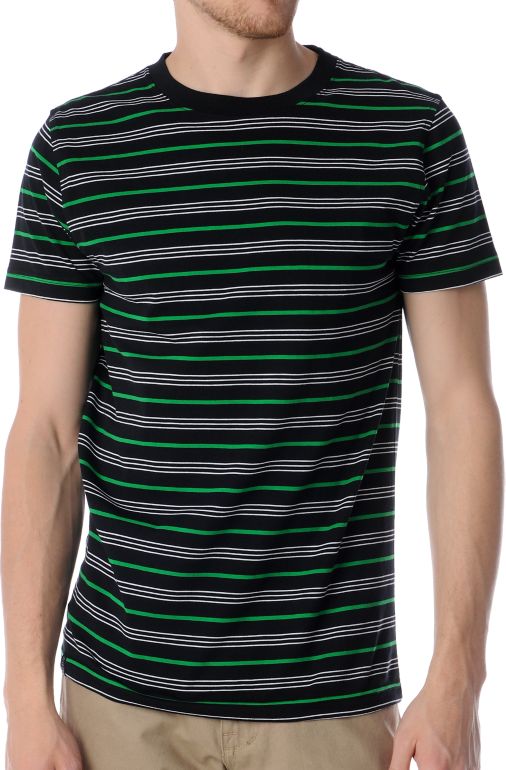Empyre Cantina Black, Green & White Striped Knit Tee Shirt