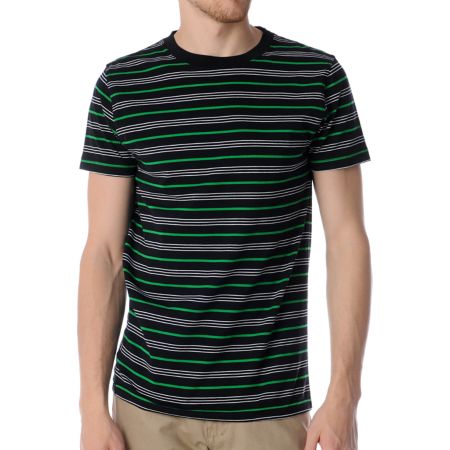 Empyre Cantina Black, Green & White Striped Knit Tee Shirt 