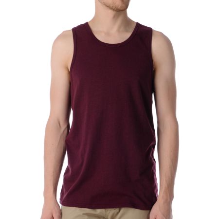 Zine Fixed Heather Maroon Tank Top 