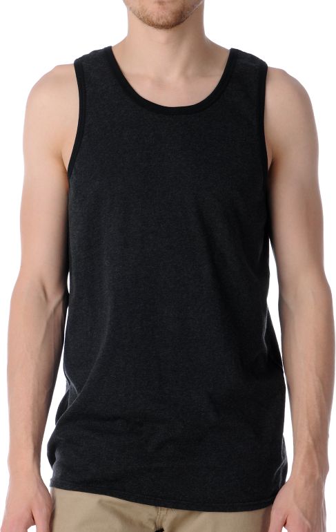 Zine Ringer Heather Black Tank Top 