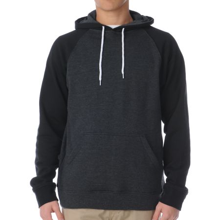 Zine Campus 2-Tone Black & Heather Charcoal Pullover Hoodie
